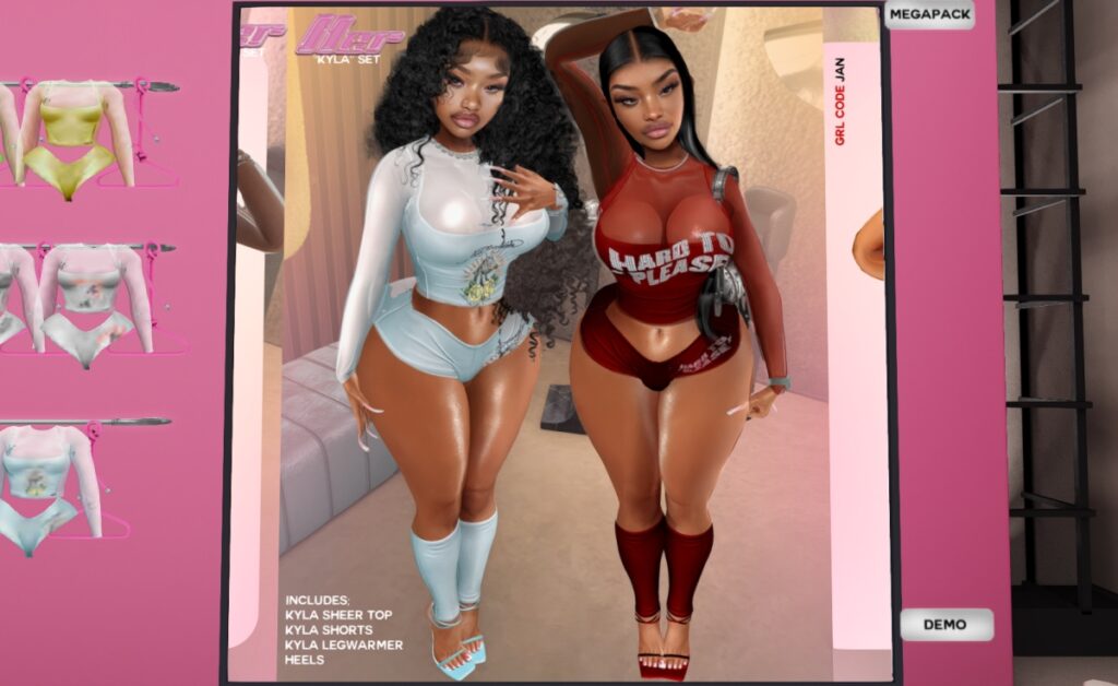 Kyla Top, Shorts, Legwarmers, &amp; Heels - Inithium/Legacy/Reborn/Yentements/+mods, L$200-L$325 each/L$1299-L$1699 each FP