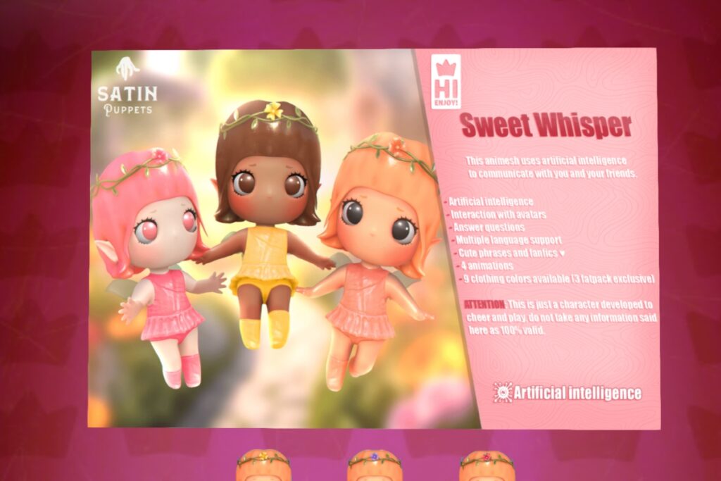 Sweet Whisper, L$599 each/L$1499 FP