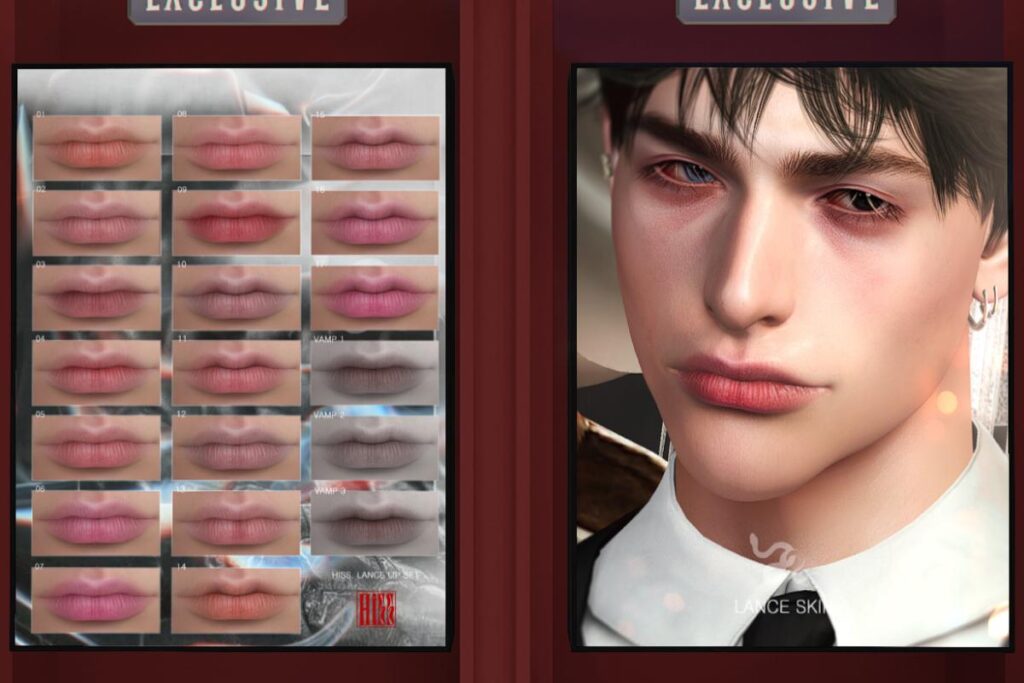 Lance Lip Set - EvoX, L$200 | Lance Skin - EvoX, L$500 each/L$2000 FP