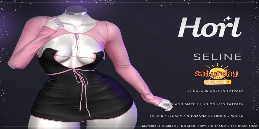 Seline Dress - Legacy/MaitreyaX/Nhumana/Reborn/+mods	<a href="http://maps.secondlife.com/secondlife/Spiced%20Romance/12/140/3" target="_blank">Teleport</a>