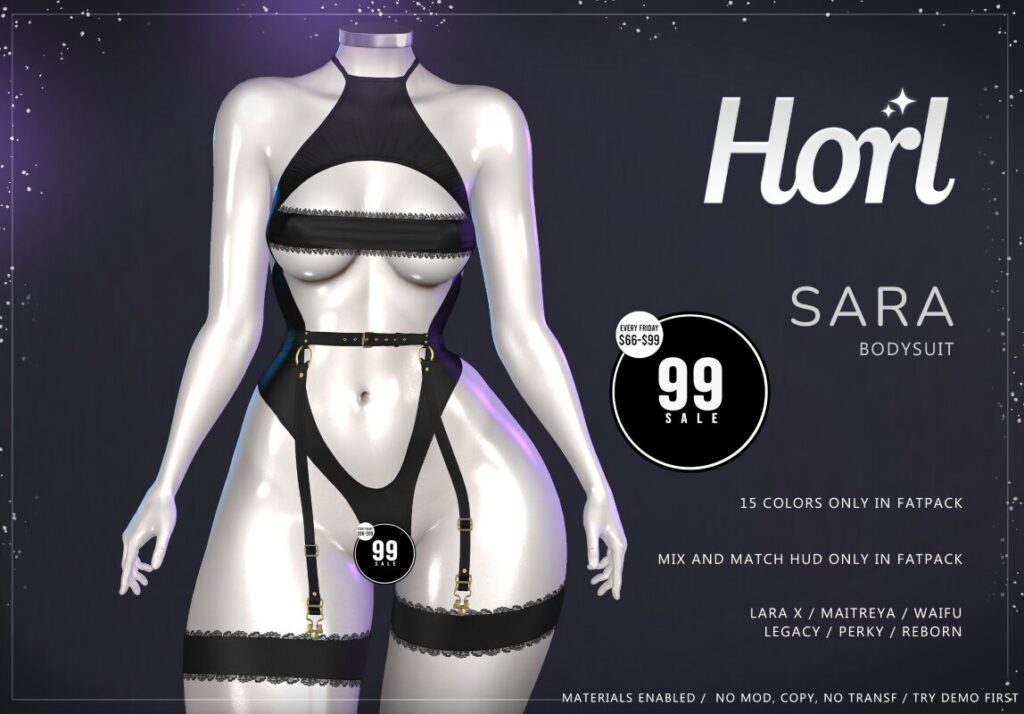 Sara Bodysuit - Legacy/Maitreya/Reborn/+mods	<a href="http://maps.secondlife.com/secondlife/Spiced%20Romance/70/159/3511" target="_blank">Teleport</a>