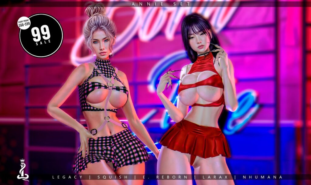 Annie Set - Legacy/MaitreyaX/Nhumana/Reborn/+mods	<a href="http://maps.secondlife.com/secondlife/Eden%20Paradise/31/209/2802" target="_blank">Teleport</a>
