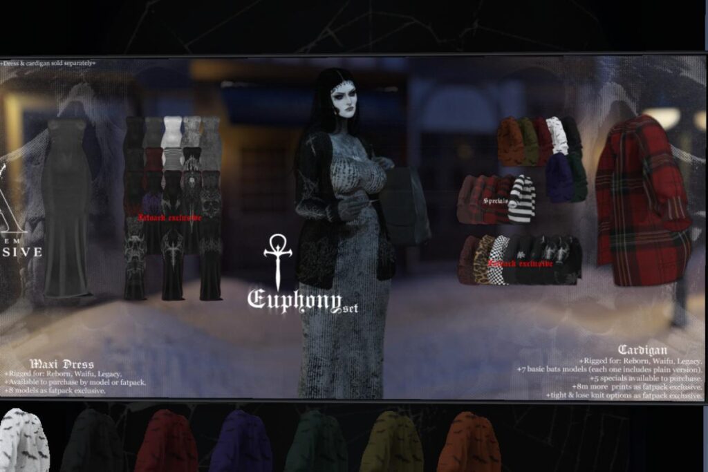 Euphony Cardigan and Dress - Legacy/Reborn/+mods, L$285-L$300 each/L$1485 each FP/L$2300 MP