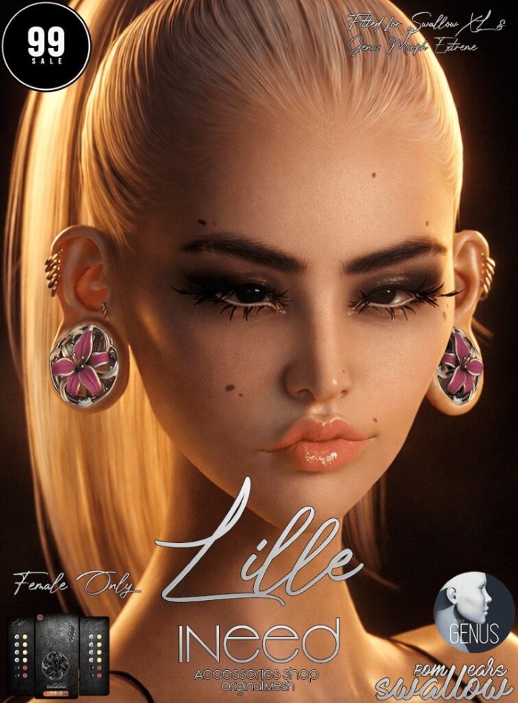 Lille Earrings - Swallow Gauged Ears XL Female	<a href="http://maps.secondlife.com/secondlife/Starfall%20Bay/176/30/22" target="_blank">Teleport</a>