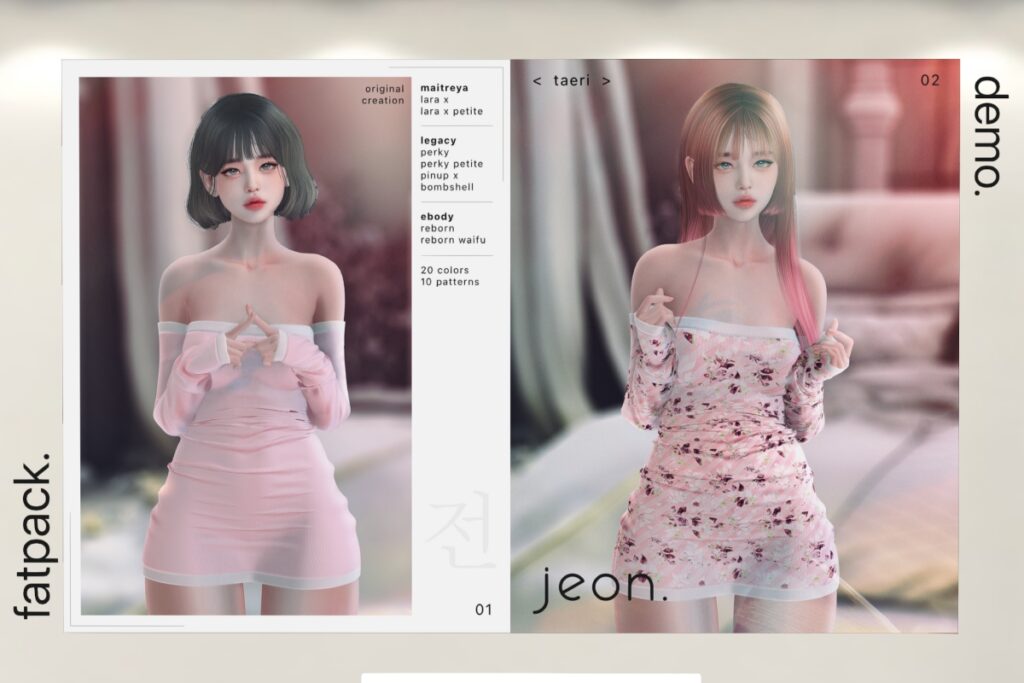 Taeri Dress - Legacy/MaitreyaX/Reborn/+mods, L$349 each Body Pack