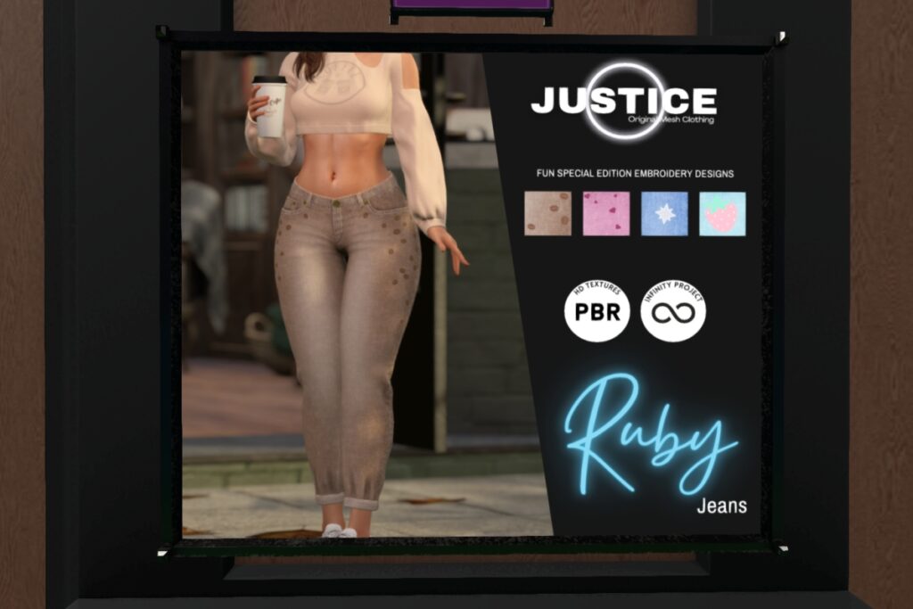 Ruby Jeans - Legacy/Maitreya/Reborn/+mods	<a href="http://maps.secondlife.com/secondlife/UNDERGROUND/132/82/26" target="_blank">Teleport</a>