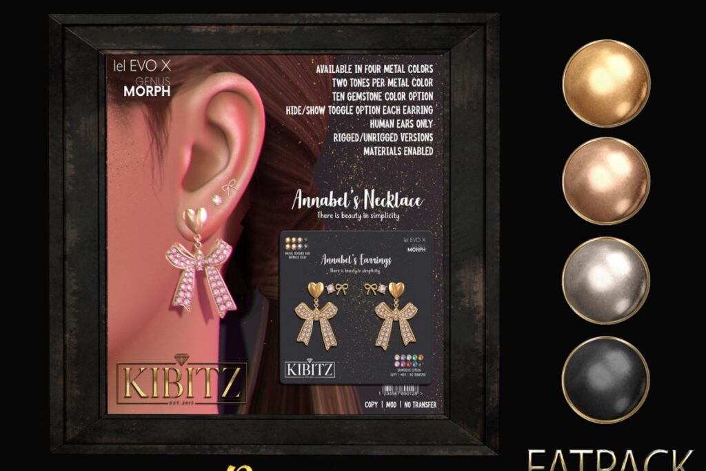 Annabel's Earrings - EvoX/Genus/unrigged, L$279 each/L$833 FP