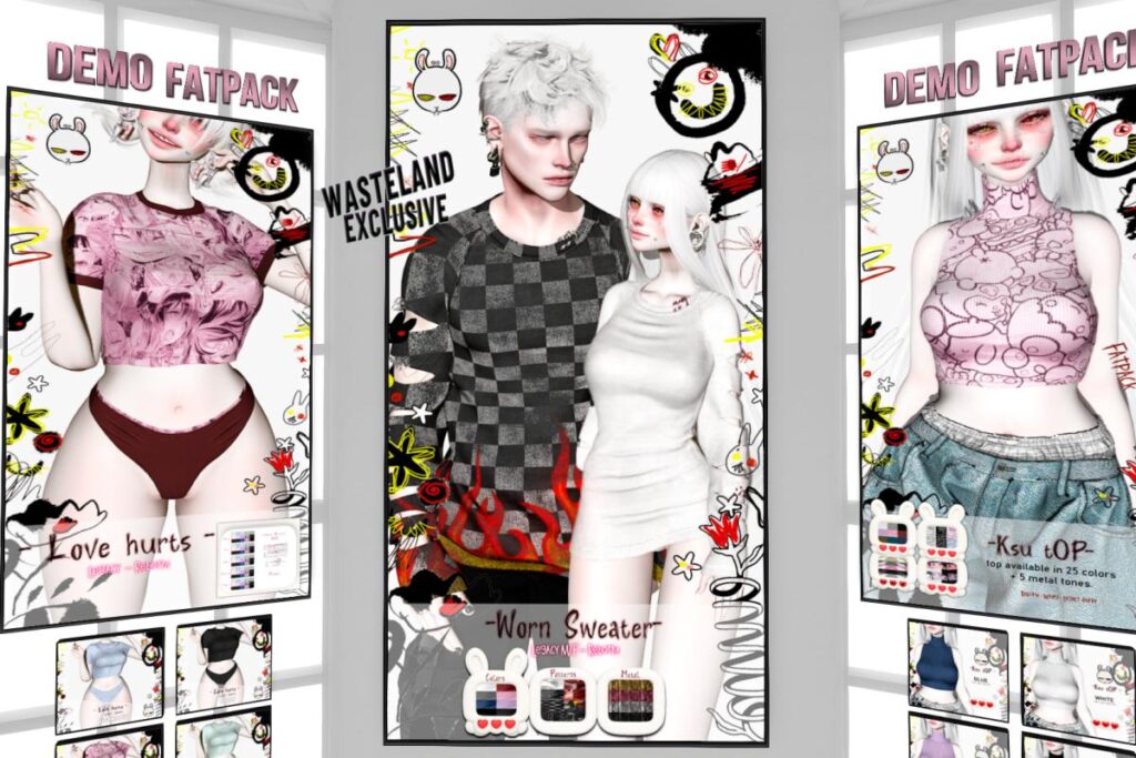 Worn Sweater - Legacy F+M/Reborn, L$300 each/L$1100 FP