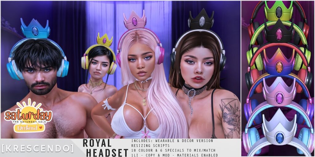 Royal Headset	<a href="http://maps.secondlife.com/secondlife/SkyBeam%20Hideaway/200/203/4022" target="_blank">Teleport</a>
