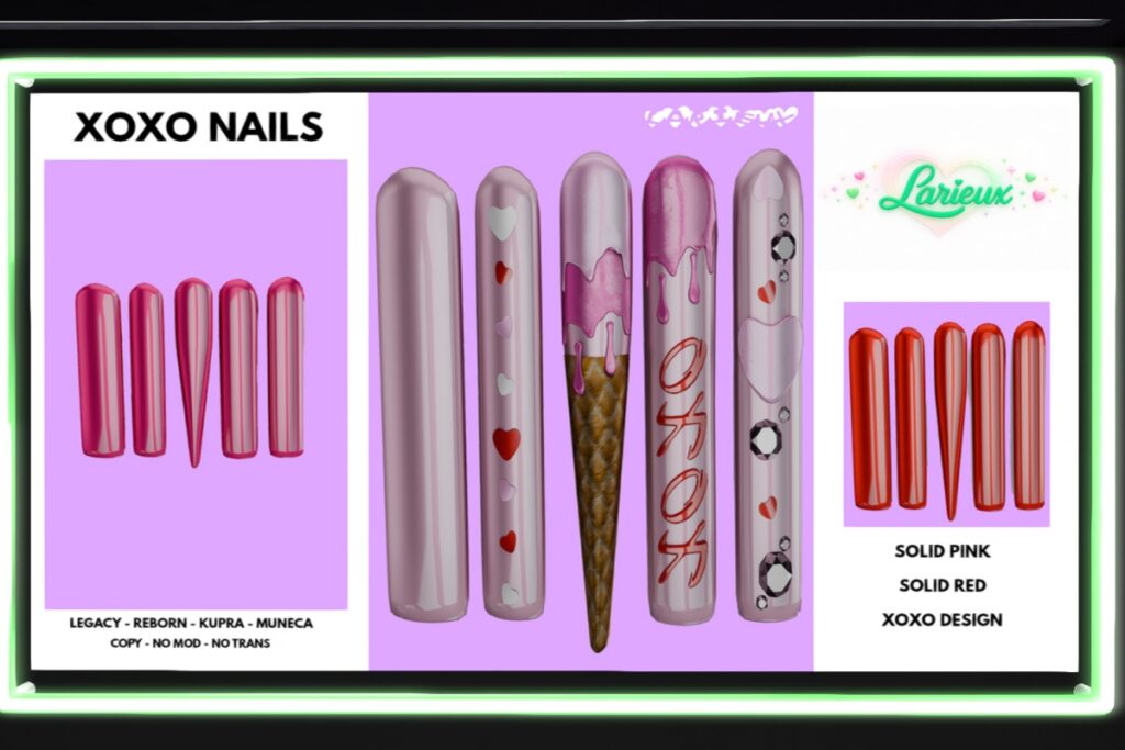 XOXO Nails - Inithium/Legacy/Reborn/Yentements, L$99-L$299 each