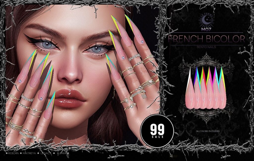 M07 French Bicolor Nails - Inithium/Legacy/Maitreya/Reborn	<a href="http://maps.secondlife.com/secondlife/Flamingo%20District/208/76/2203" target="_blank">Teleport</a>