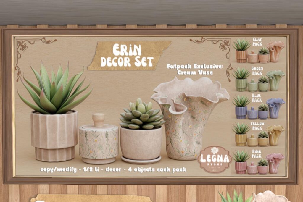 Erin Decor Set, L$349 each/L$1200 FP