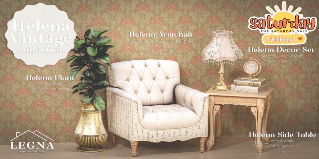 Helena Vintage Collection Furniture &amp; Decor	<a href="http://maps.secondlife.com/secondlife/Dark%20Desires/208/204/25" target="_blank">Teleport</a>