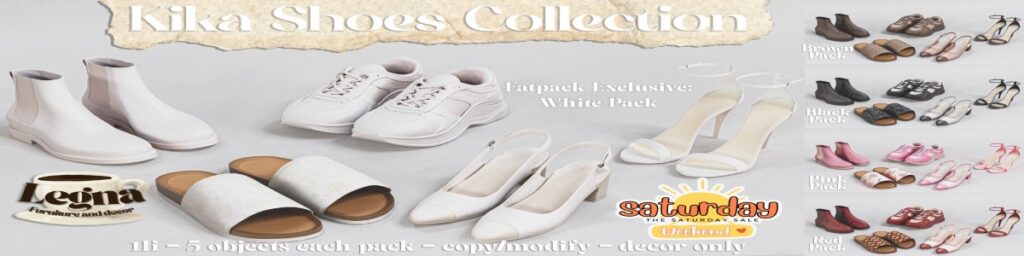 Kika Shoes Collection Decor	<a href="http://maps.secondlife.com/secondlife/Dark%20Desires/208/204/25" target="_blank">Teleport</a>