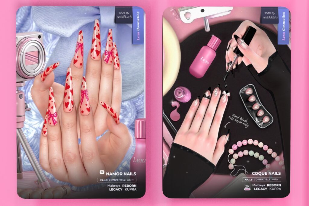 Namor &amp; Coque Mesh Nails - Inithium/Legacy/Maitreya/Reborn, L$199 each