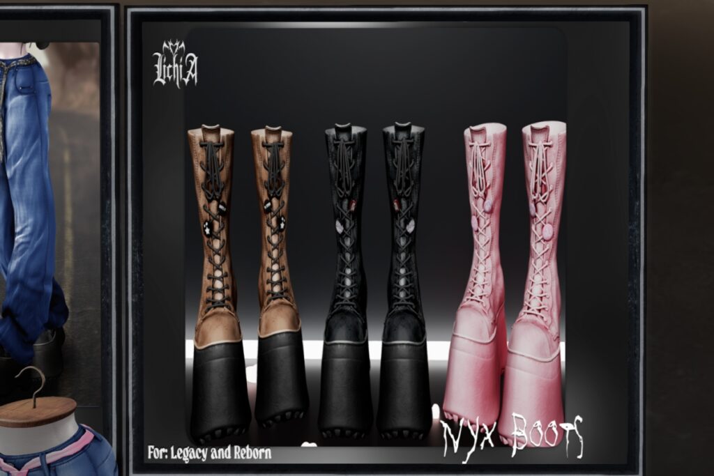 Nyx Boots - Legacy/Reborn, L$250 each/L$850 FP