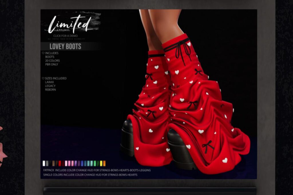 Lovey Boots - Legacy/MaitreyaX/Reborn, L$350 each/L$2099 FP