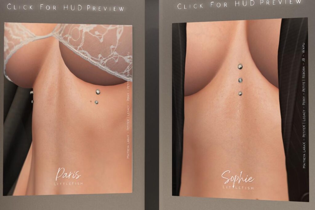 Paris and Sophie Piercings - Legacy/MaitreyaX/Reborn/+mods, L$300 each/L$700 each FP