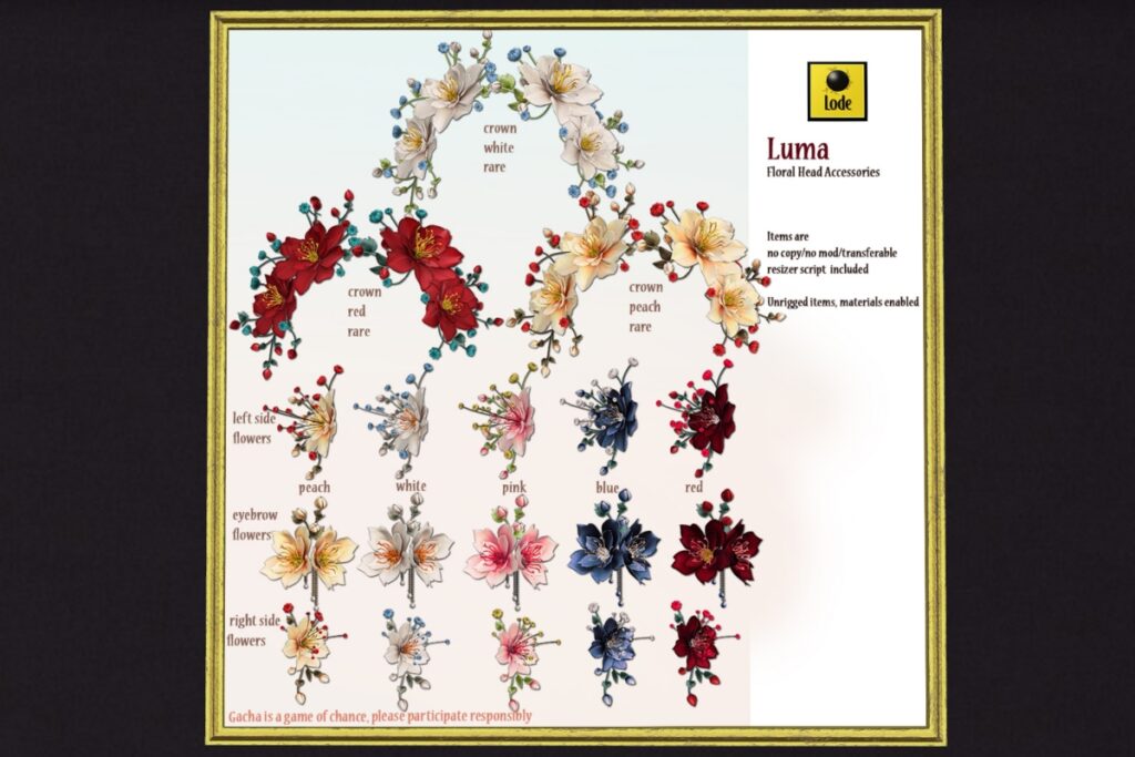 Luma Floral Head Accessories, L$50 per Play