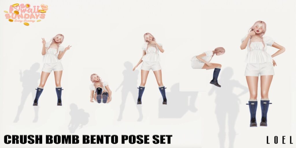 Crush Bomb Poses	<a href="http://maps.secondlife.com/secondlife/Stargazer%20Galaxy/101/47/3118" target="_blank">Teleport</a>