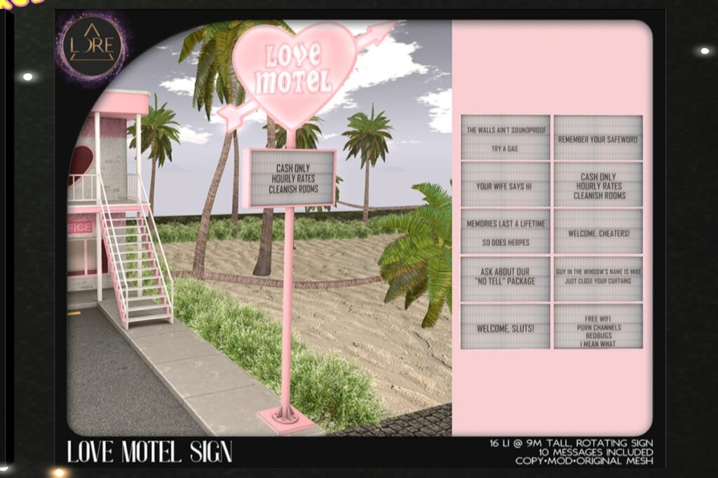 Love Motel Sign, L$350