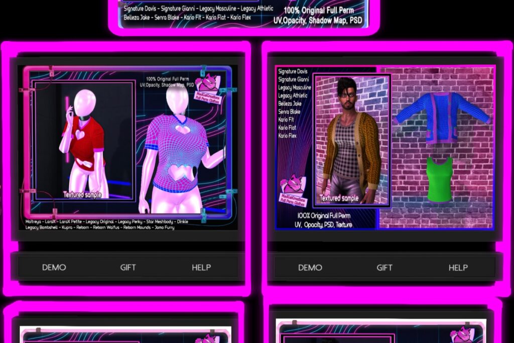 Heart Baggy Tshirt Full Perm - See Ad For Fits, L$499 | Cardigan with Separate Shirt Full Perm - See Ad for Fits, L$599