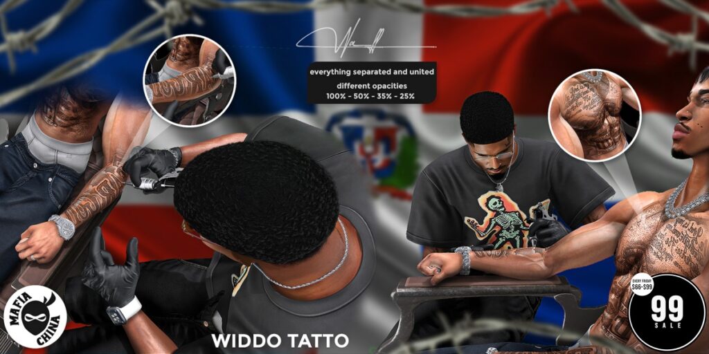 Widdo Tattoo - BOM	<a href="http://maps.secondlife.com/secondlife/Oliver/88/129/29" target="_blank">Teleport</a>