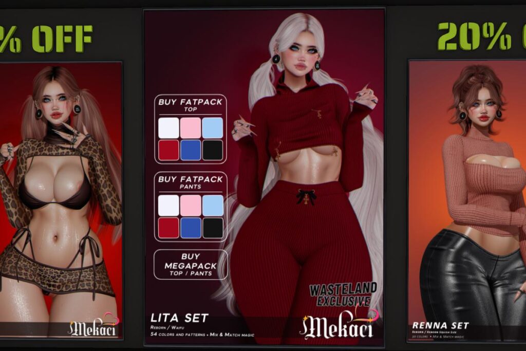 Lita Top and Pants - Reborn/+mods, L$250 each/L$1650 each FP/L$2500 MP