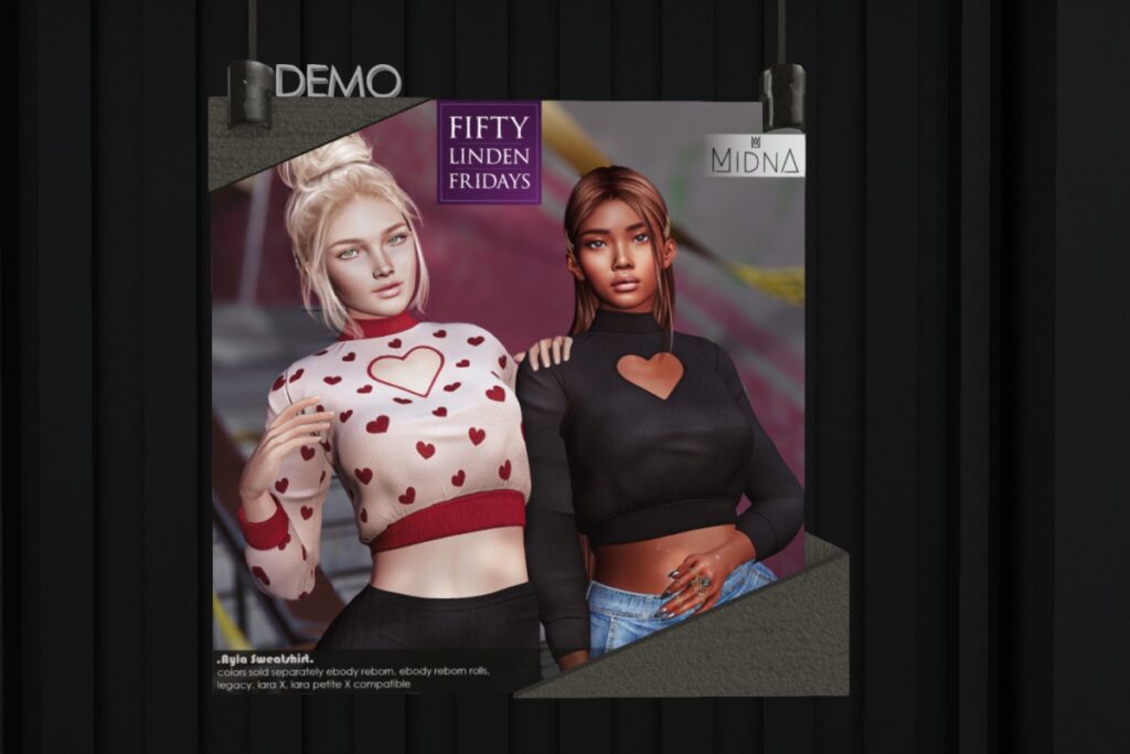 Ayla Sweatshirt -  Legacy/MaitreyaX/Reborn/+mods	<a href="http://maps.secondlife.com/secondlife/AM%20corporate/95/79/1526" target="_blank">Teleport</a>