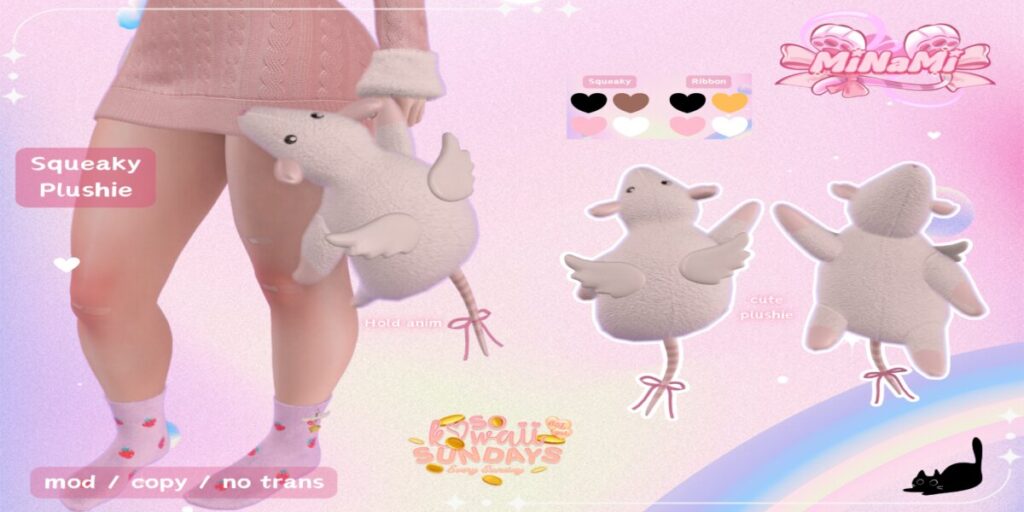 Squeaky Plushie Holdable	<a href="http://maps.secondlife.com/secondlife/Notteterna/160/78/1121" target="_blank">Teleport</a>