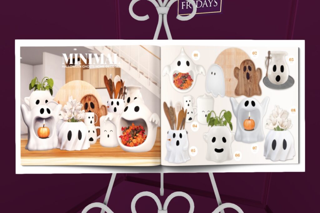 Halloween Ghosts Home Deco Set	<a href="http://maps.secondlife.com/secondlife/MINIMAL%20Gallery/81/130/27" target="_blank">Teleport</a>