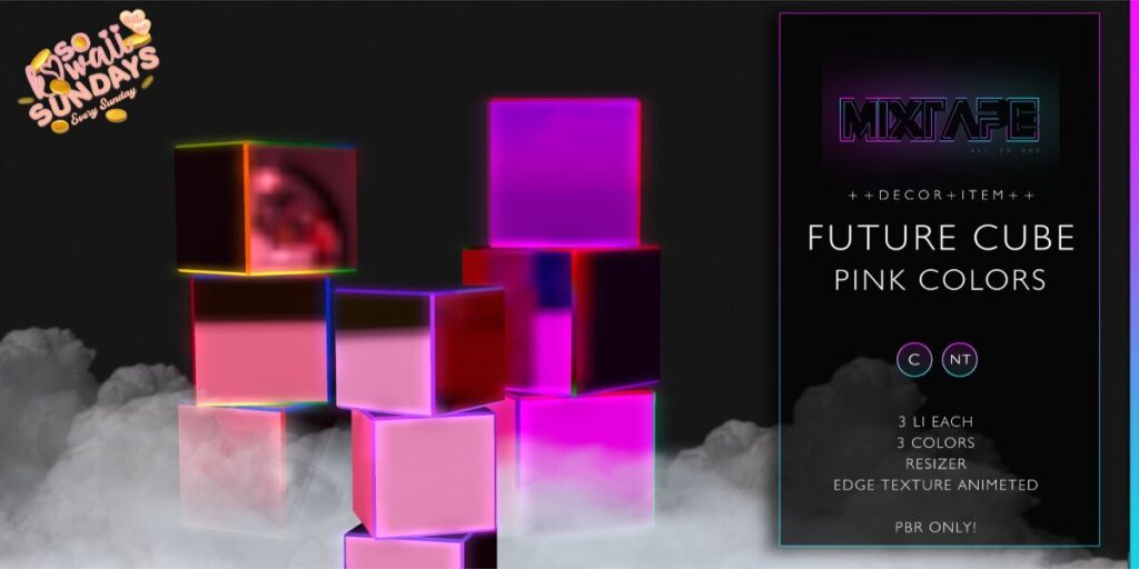 Future Cube Decor	<a href="http://maps.secondlife.com/secondlife/Lovely%20Day/71/202/219" target="_blank">Teleport</a>