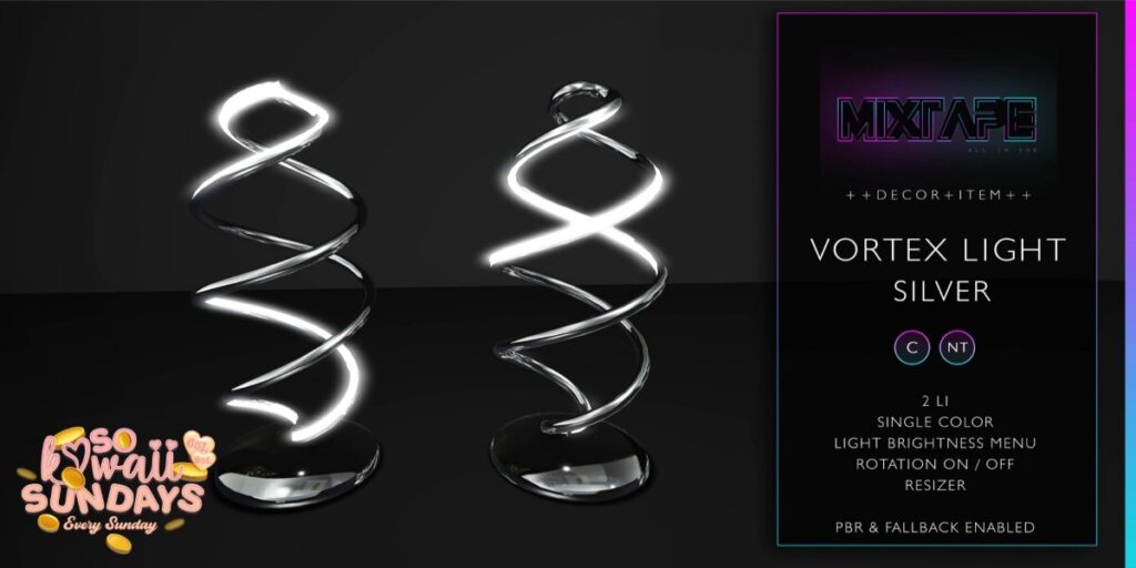 Vortex Light Lamp	<a href="http://maps.secondlife.com/secondlife/Lovely%20Day/217/179/24" target="_blank">Teleport</a>