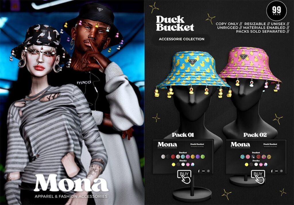 Duck Bucket Hat	<a href="https://maps.secondlife.com/secondlife/Cherokee%20Springs/106/40/1002" target="_blank">Teleport</a>