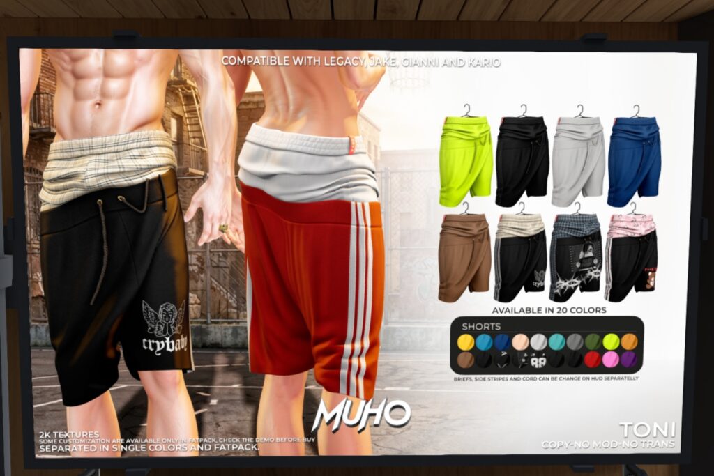 Toni Shorts - Gianni/Jake/Kario/Legacy, L$189 each/L$1099 F{