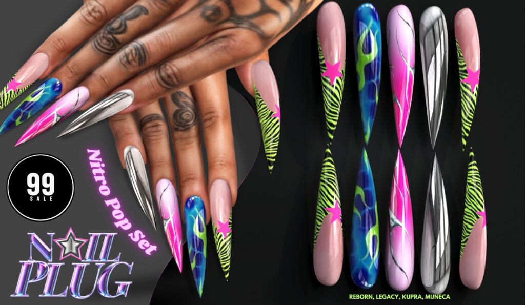 Nitro Pop Set Nails - Inithium/Legacy/Reborn/Yentements	<a href="http://maps.secondlife.com/secondlife/The%20Only%20One/29/220/3520" target="_blank">Teleport</a>