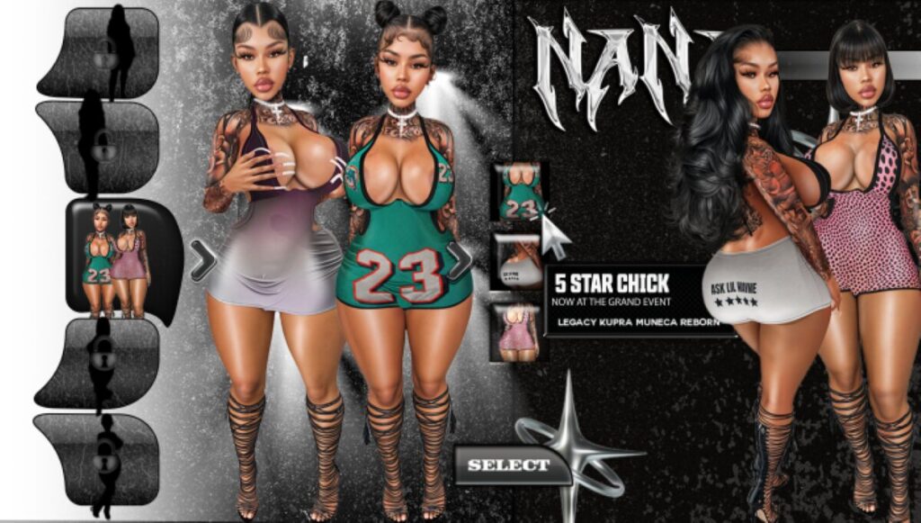 5 Star Chick Outfit - Inithium/Legacy/Reborn/Yentements	<a href="http://maps.secondlife.com/secondlife/Pomiciona/55/184/2242" target="_blank">Teleport</a>