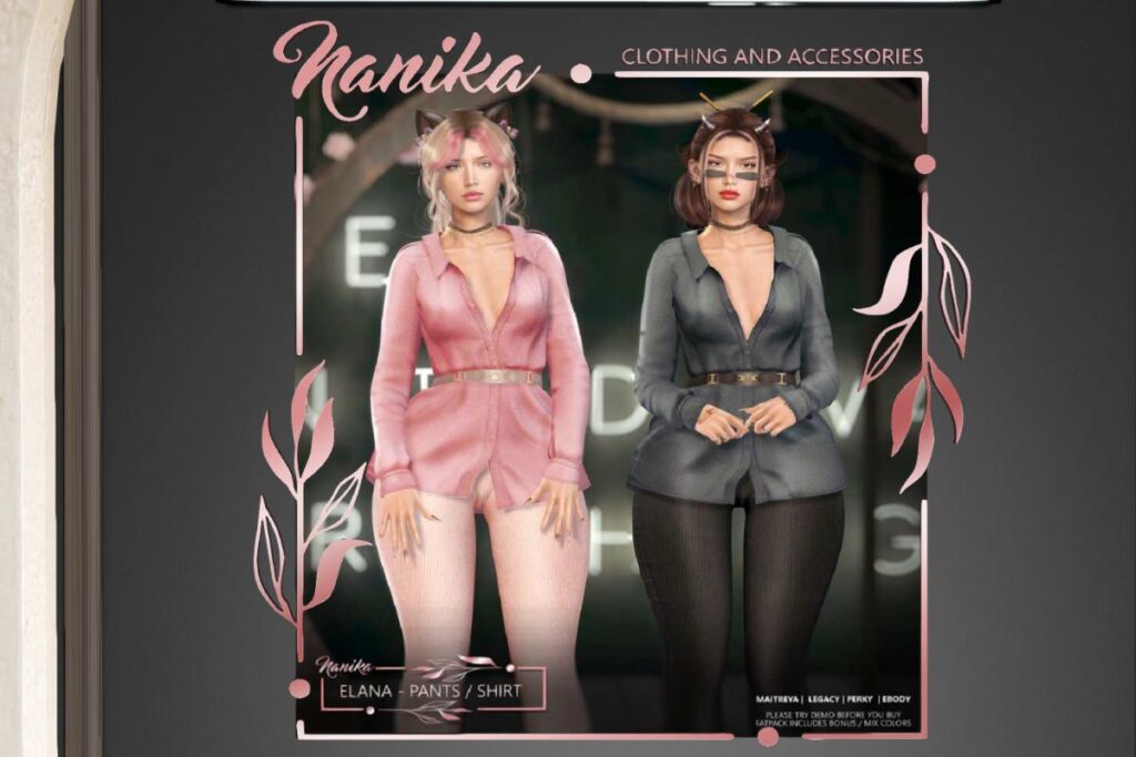Elana Shirt &amp; Pants - Legacy/MaitreyaX/Reborn/+mods, L$199-L$220 each/L$799-L$999 each FP/L$1499 MP