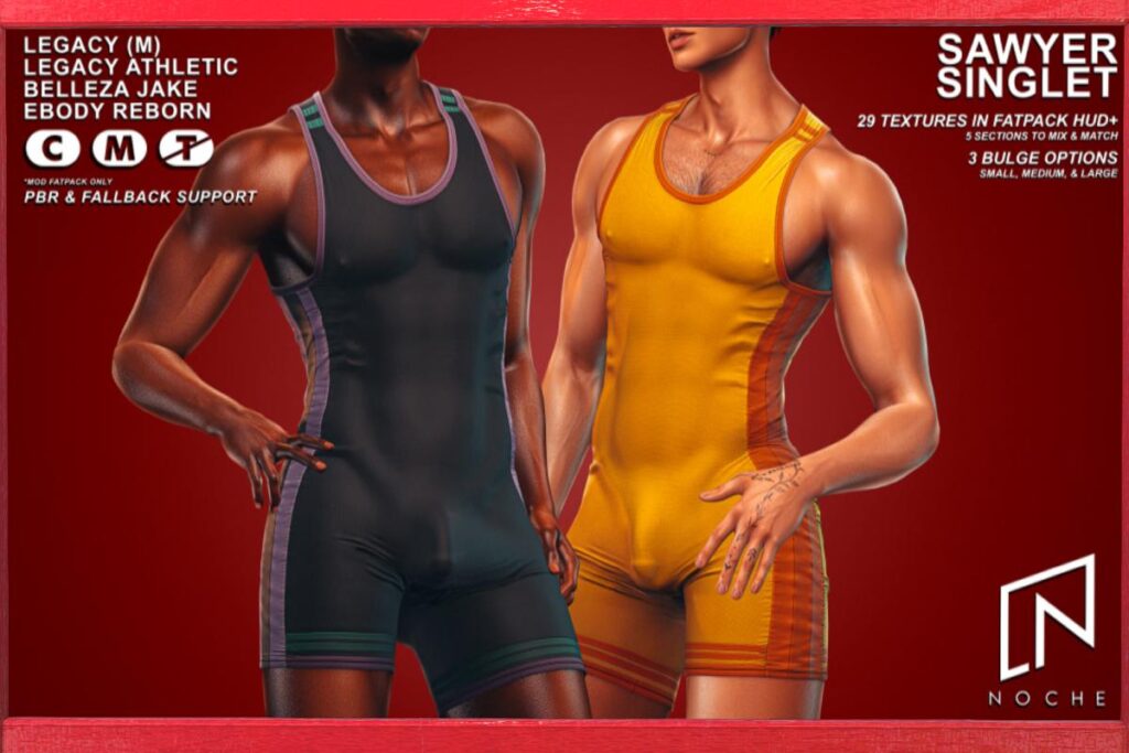 Sawyer Singlet - Jake/Legacy Male/Reborn/+mods, L$275 each/L$1299 FP