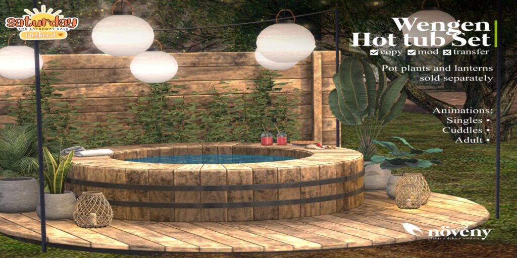 Wengen Hot Tub Set	<a href="http://maps.secondlife.com/secondlife/BigBang/128/192/1501" target="_blank">Teleport</a>