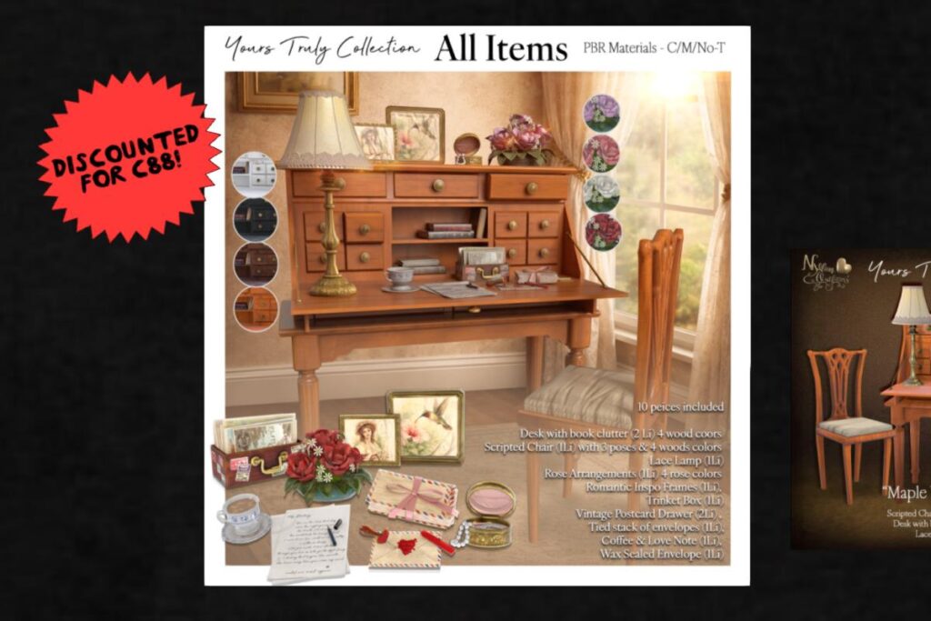 Yours Truly Collection, L$188-L$288 each/L$788 FP