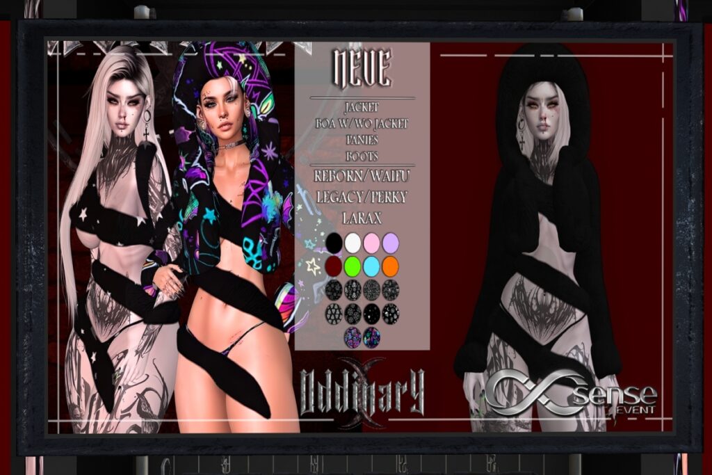 Neve Outfit - Legacy/MaitreyaX/Reborn/+mods, L$269 each/L$969 FP