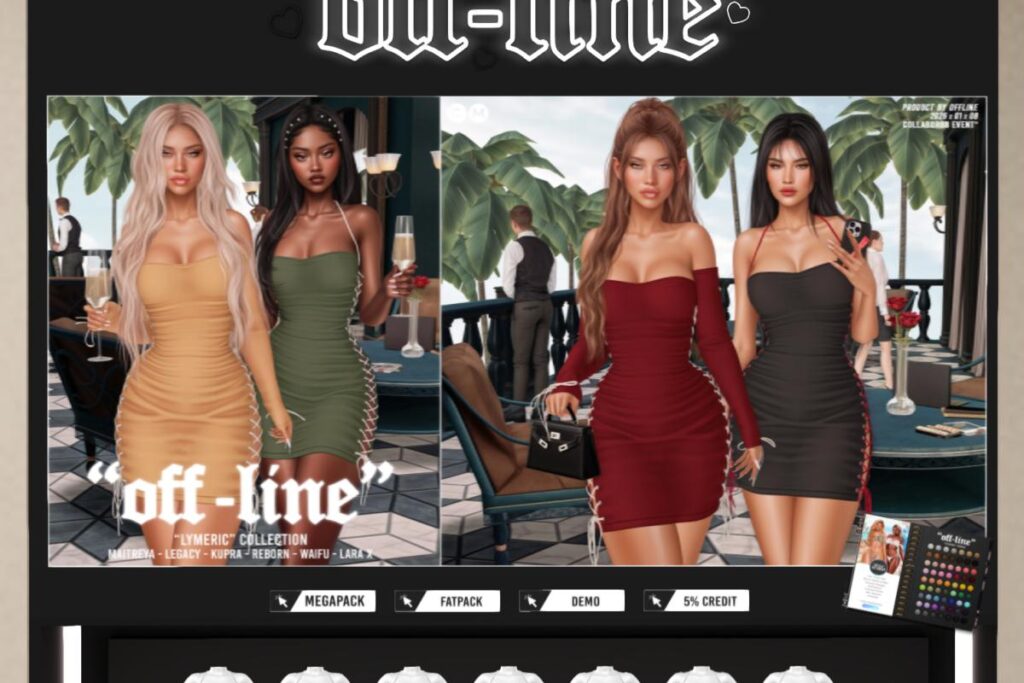 Lymeric Dress &amp; Lymeric" Heels - Inithium/Legacy/Maitreya/Reborn/+mods, L$188-L$288 each/L$1288-L$1588 each FP/L$2488 MP