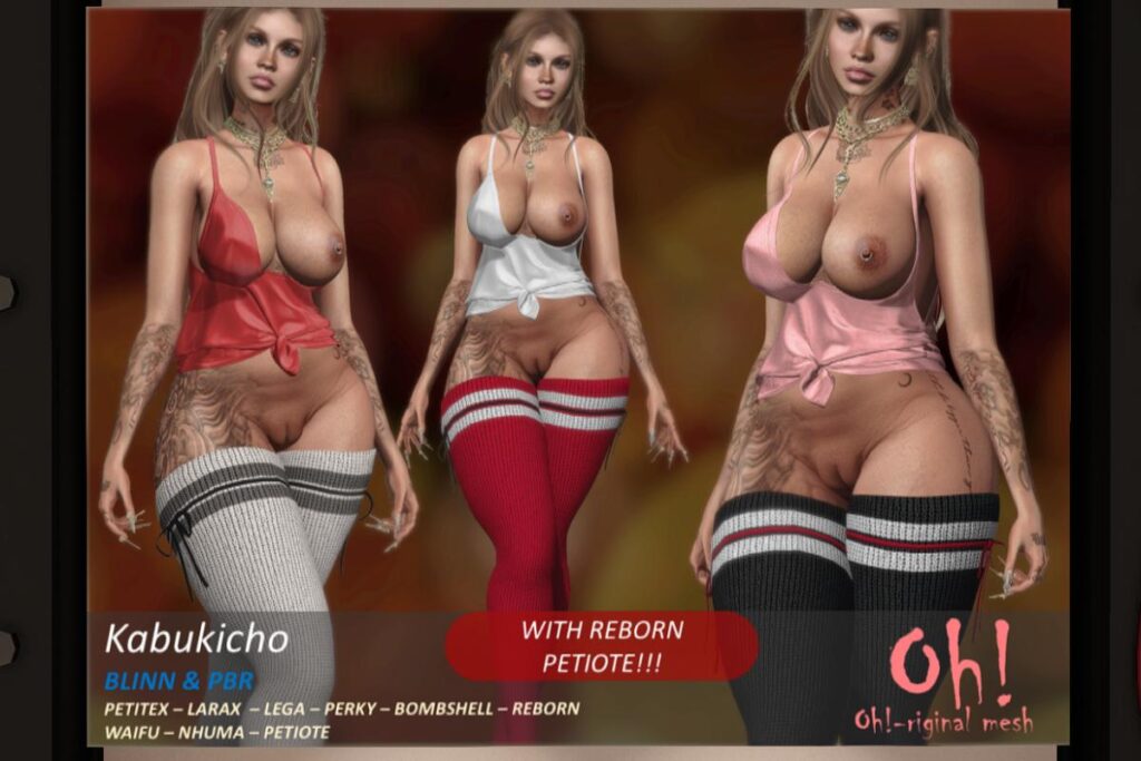 Kabukicho Shirt and Socks - Legacy/MaitreyaX/Nhumana/Reborn/+mods, L$399 each/L$1999 FP