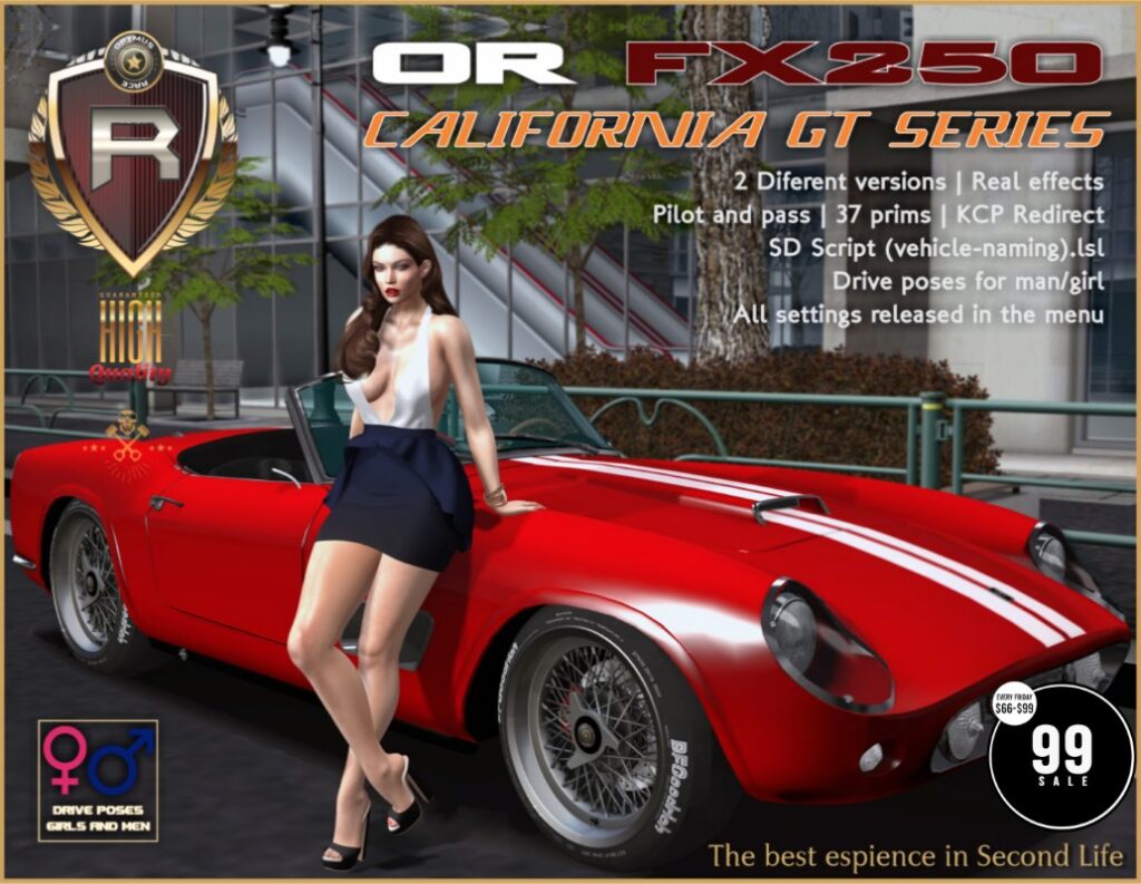 FX250 California GT Series Vehicle	<a href="http://maps.secondlife.com/secondlife/Rox%20Anar/108/109/4024" target="_blank">Teleport</a>