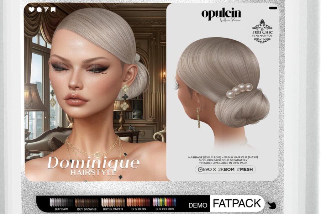 Dominique Hairstyle &amp; Hairbase - EvoX, L$299 each/L$999 FP