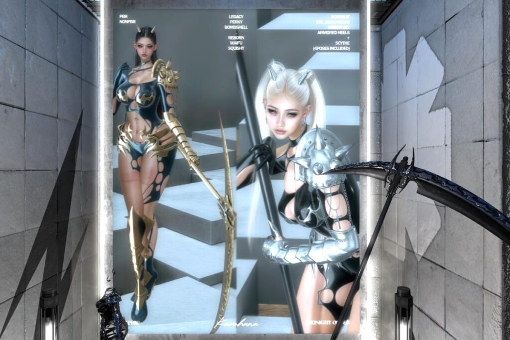 Kurohana set - Legacy/Reborn/+mods, L$899 each/L$1799 FP | Kurohana Scythe, L$599