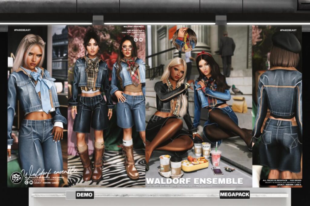 Waldorf Denim Jacket, Waldorf Denim Shorts &amp; Waldorf Accessories - Legacy/MaitreyaX/Reborn, L$288-L$388 each/L$1788-L$1888 each FP
