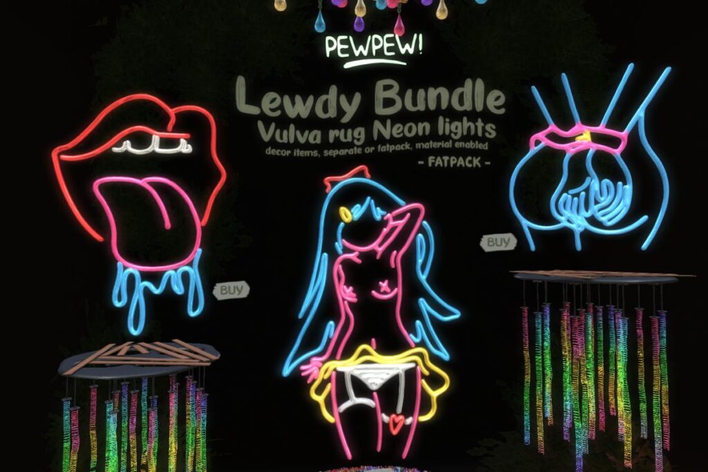 Lewd Neon Lights &amp; Rug, L$185-L$215 each
