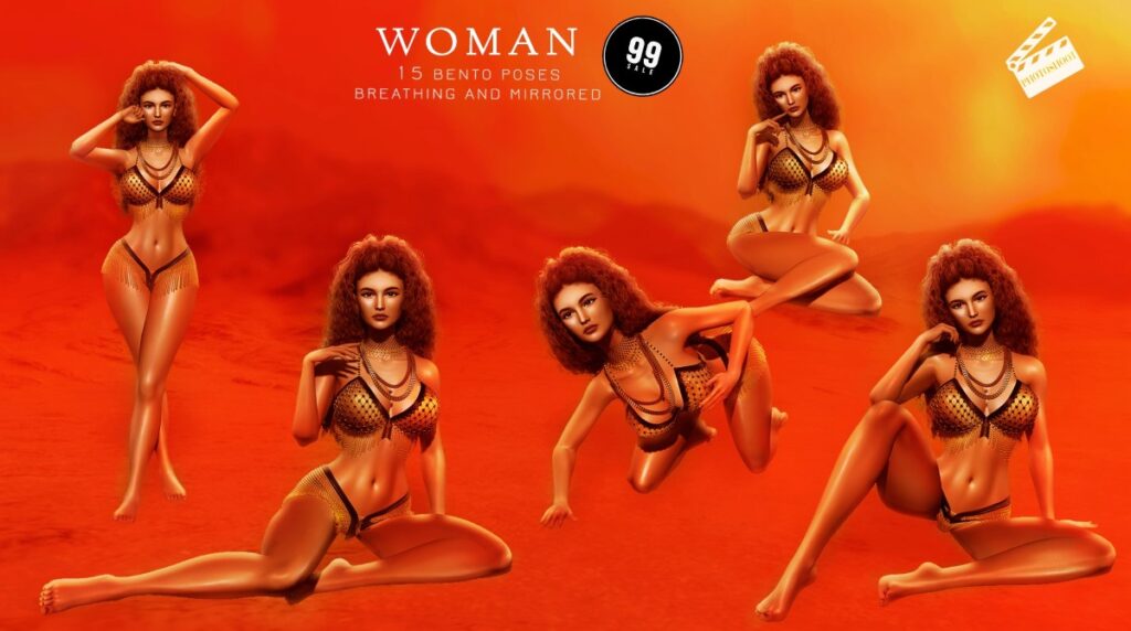 Woman Poses	<a href="http://maps.secondlife.com/secondlife/VELOUR/205/207/1965" target="_blank">Teleport</a>